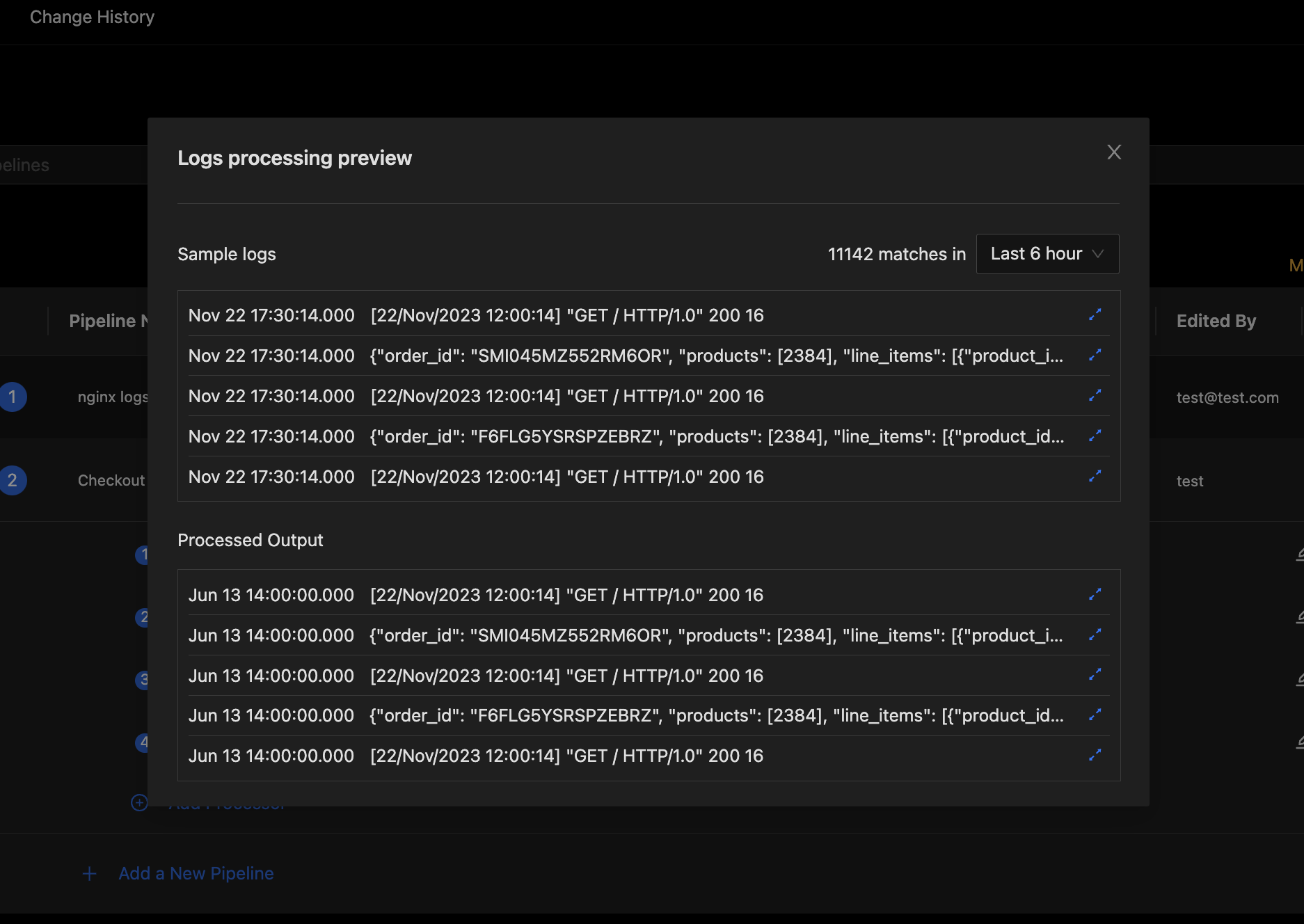 Pipeline Preview with Processed Output